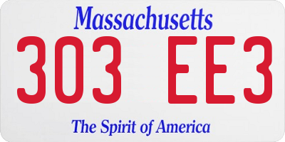 MA license plate 303EE3