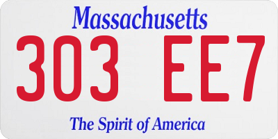 MA license plate 303EE7
