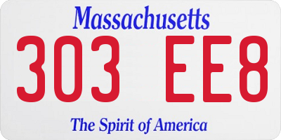 MA license plate 303EE8