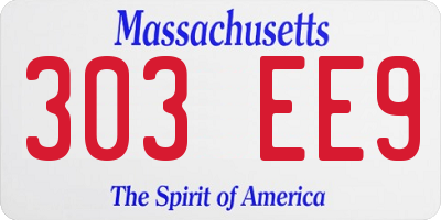 MA license plate 303EE9