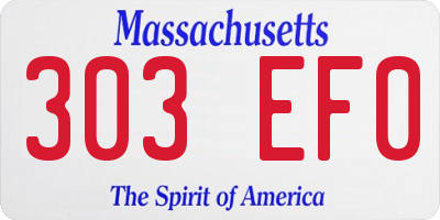 MA license plate 303EF0