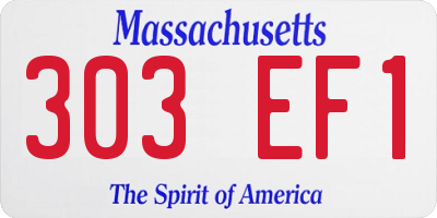 MA license plate 303EF1