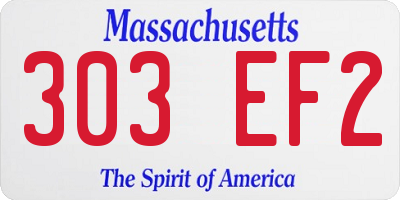 MA license plate 303EF2