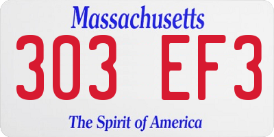 MA license plate 303EF3