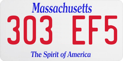 MA license plate 303EF5