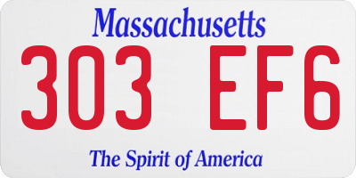 MA license plate 303EF6