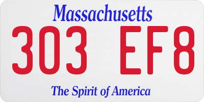 MA license plate 303EF8