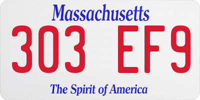 MA license plate 303EF9