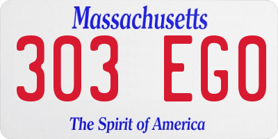 MA license plate 303EG0