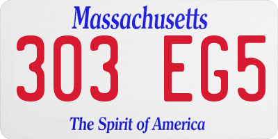MA license plate 303EG5