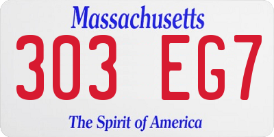 MA license plate 303EG7