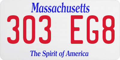 MA license plate 303EG8