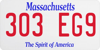 MA license plate 303EG9