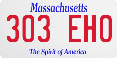 MA license plate 303EH0