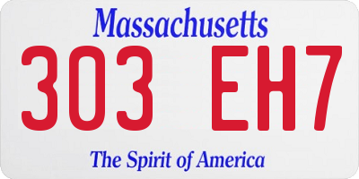 MA license plate 303EH7