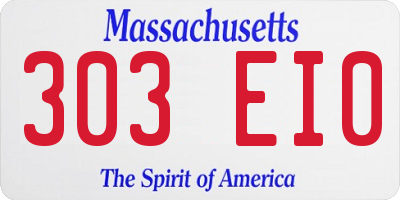 MA license plate 303EI0