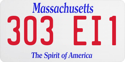 MA license plate 303EI1