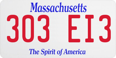 MA license plate 303EI3
