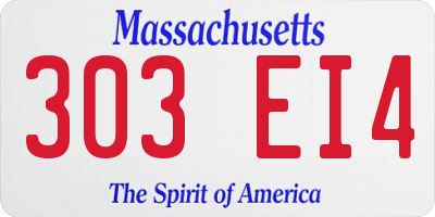 MA license plate 303EI4