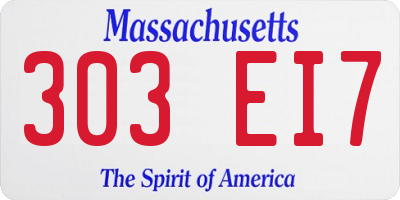 MA license plate 303EI7