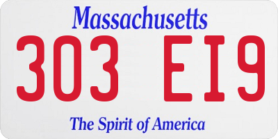 MA license plate 303EI9