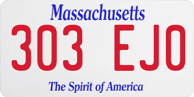 MA license plate 303EJ0