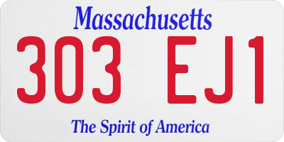 MA license plate 303EJ1