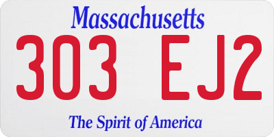 MA license plate 303EJ2