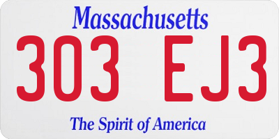 MA license plate 303EJ3