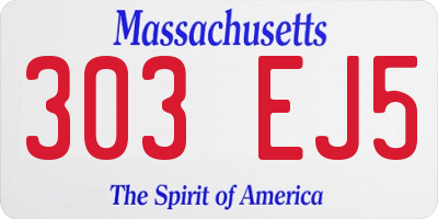 MA license plate 303EJ5