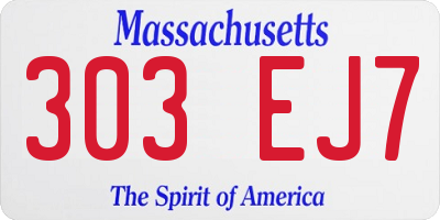 MA license plate 303EJ7