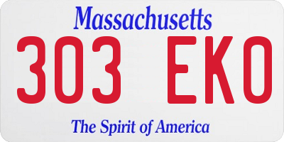 MA license plate 303EK0