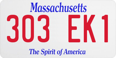 MA license plate 303EK1