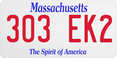 MA license plate 303EK2