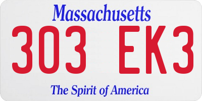 MA license plate 303EK3