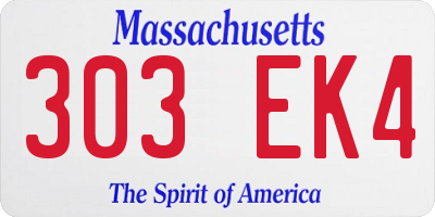 MA license plate 303EK4