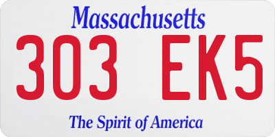 MA license plate 303EK5