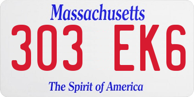 MA license plate 303EK6