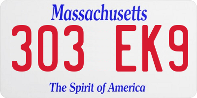 MA license plate 303EK9