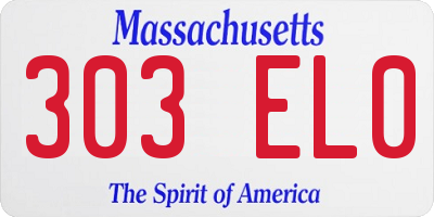 MA license plate 303EL0