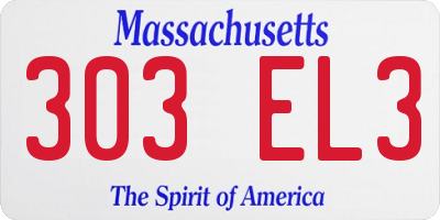 MA license plate 303EL3