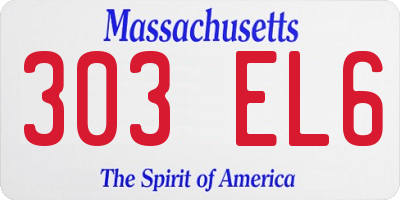MA license plate 303EL6