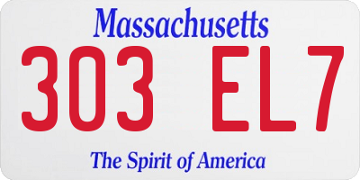 MA license plate 303EL7