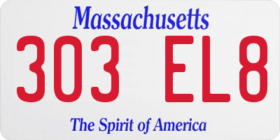MA license plate 303EL8