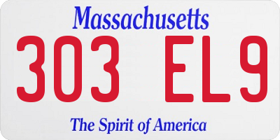 MA license plate 303EL9