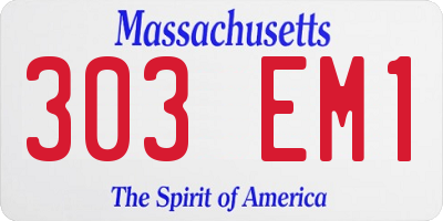 MA license plate 303EM1