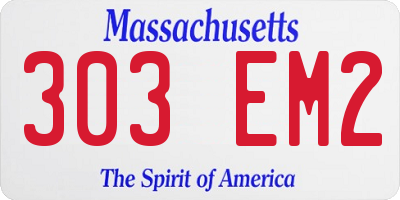 MA license plate 303EM2