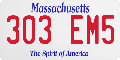 MA license plate 303EM5