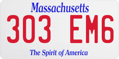 MA license plate 303EM6