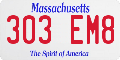 MA license plate 303EM8